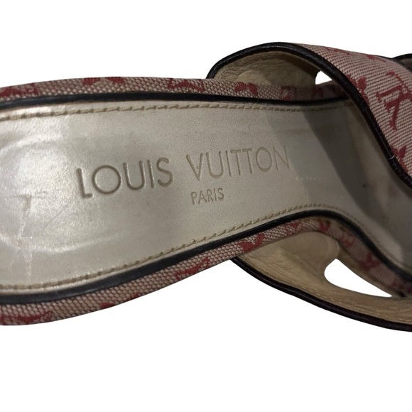 Vintage LOUIS VUITTON Espadrille Wedge Sandals Pink Monogram EU 38.5 US 8 Y2K - Picture 8 of 11